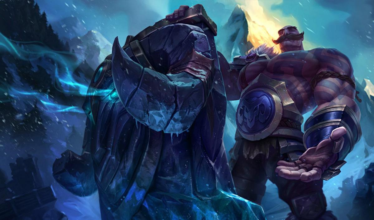 Lol Illaoi (and Braum) in the background of one of Dr. Mundo's