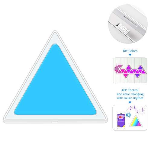 BENEXMART Smart LED Light Panels Multicolor Triangle Panel Bluetooth Android/iOS APP Music Control Kit for Room/Party/Wall Lighting (APP + Music Control, 9 Pieces Panel kit)