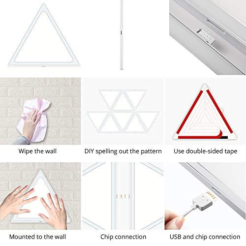 BENEXMART Smart LED Light Panels Multicolor Triangle Panel Bluetooth Android/iOS APP Music Control Kit for Room/Party/Wall Lighting (APP + Music Control, 9 Pieces Panel kit)