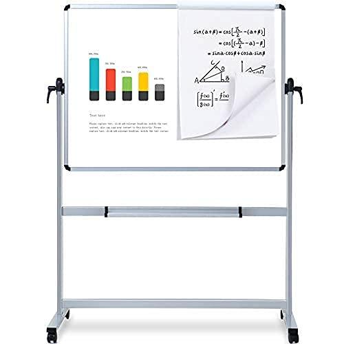 VIZ-PRO Double-Sided Magnetic Mobile Whiteboard, 48 x 36 Inches, Aluminium Frame and Stand