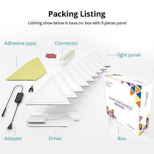 BENEXMART Smart LED Light Panels Multicolor Triangle Panel Bluetooth Android/iOS APP Music Control Kit for Room/Party/Wall Lighting (APP + Music Control, 9 Pieces Panel kit)