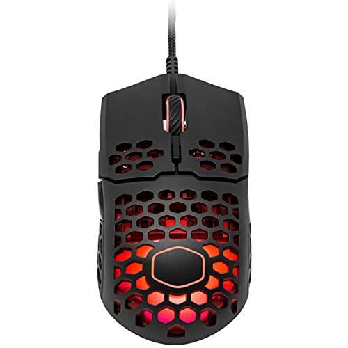 Cooler Master MM711 RGB-LED Lightweight 60g Wired Gaming Mouse - 16000 DPI Optical Sensor, 20 Million Click Omron Switches, Smooth Glide PTFE Feet, and Ambidextrous Honeycomb Shell - Matte Black
