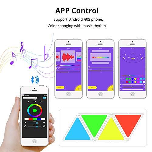 BENEXMART Smart LED Light Panels Multicolor Triangle Panel Bluetooth Android/iOS APP Music Control Kit for Room/Party/Wall Lighting (APP + Music Control, 9 Pieces Panel kit)