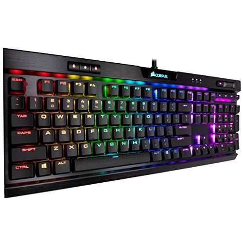 CORSAIR K70 RGB MK.2 RAPIDFIRE Low Profile - Backlit RGB LED - USB Passthrough & Media Controls - Fastest & Linear Low Profile - Cherry MX Speed