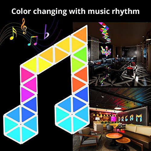 BENEXMART Smart LED Light Panels Multicolor Triangle Panel Bluetooth Android/iOS APP Music Control Kit for Room/Party/Wall Lighting (APP + Music Control, 9 Pieces Panel kit)