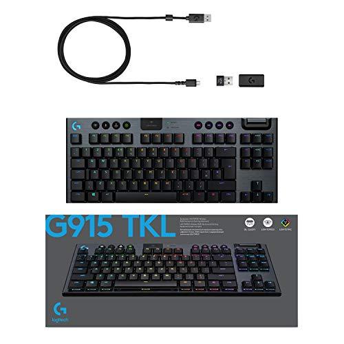 Logitech G915 TKL Tenkeyless Lightspeed Wireless RGB Mechanical Gaming Keyboard, Low Profile Switch Options, Lightsync RGB, Advanced Wireless and Bluetooth Support - Tactile