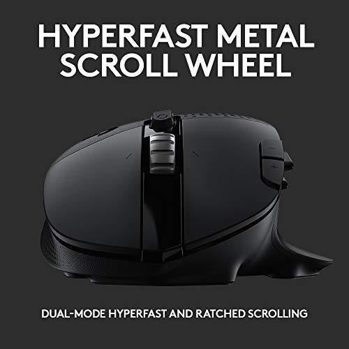 Logitech G604 LIGHTSPEED Wireless Gaming Mouse with 15 programmable controls, up to 240 hour battery life, dual wireless connectivity modes, hyper-fast scroll wheel - Black
