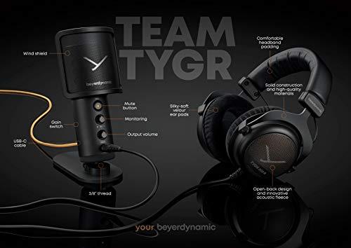 beyerdynamic TEAM TYGR Streaming Bundle including The Open-Back Gaming Headphone TYGR 300 R and The USB-Microphone Fox