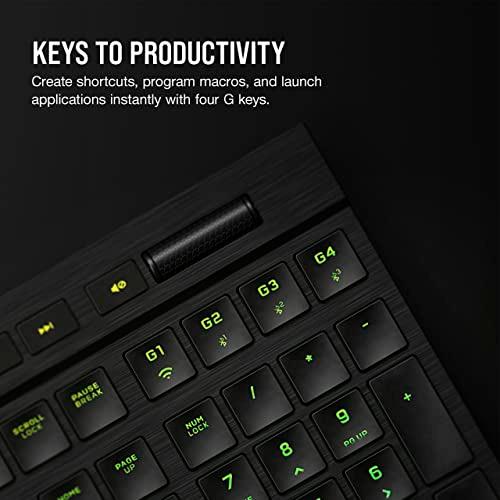 Corsair K100 AIR Wireless RGB Mechanical Gaming Keyboard - Ultra-Thin, Sub-1ms Slipstream , Low-Latency Bluetooth, Cherry MX Ultra Low Profile Keyswitches - NA Layout, QWERTY - Black
