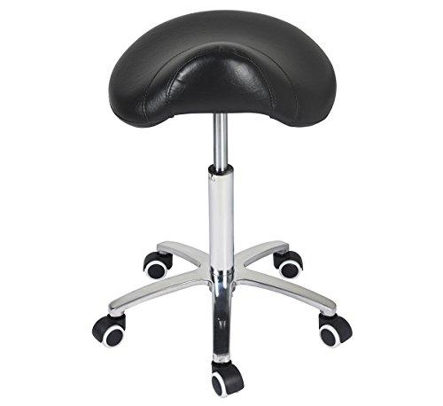 Saddle Stool Rolling Chair for Medical Massage Salon Kitchen Spa Drafting,Adjustable Hydraulic Stool with Wheels (Without Backrest, Black)