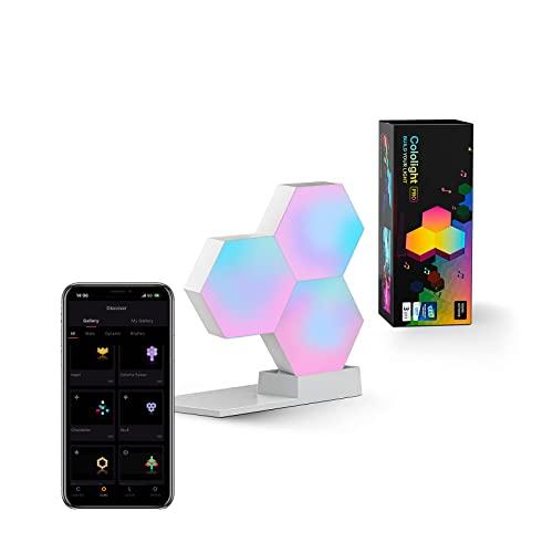 Cololight Hexagon Lights, Wall Light for Room Decor, Night Light, Music Sync LED Gaming Light, App Control Cool RGB Lights for Bedroom Decoration, Work with Alexa&Google 3Pcs PRO
