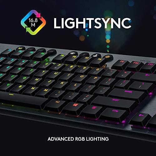 Logitech G915 LIGHTSPEED RGB Mechanical Gaming Keyboard, Low Profile GL Clicky Key Switch, LIGHTSYNC RGB, Advanced LIGHTSPEED Wireless and Bluetooth Support - Clicky