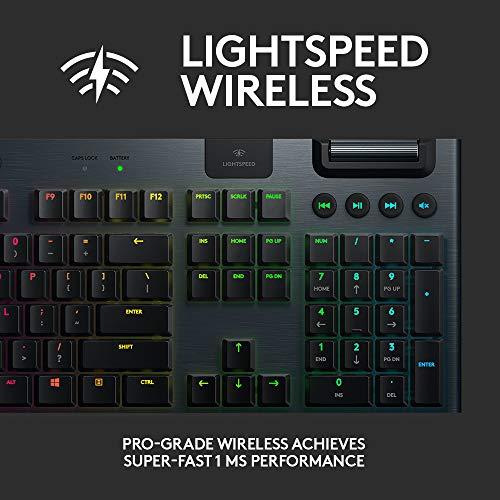 Logitech G915 LIGHTSPEED RGB Mechanical Gaming Keyboard, Low Profile GL Clicky Key Switch, LIGHTSYNC RGB, Advanced LIGHTSPEED Wireless and Bluetooth Support - Clicky