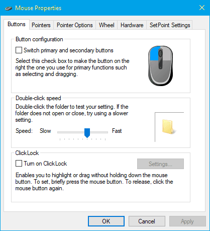 Adjust mouse double-click speed