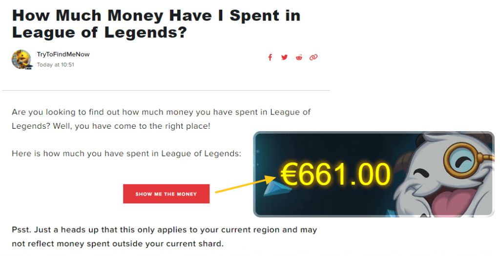 How much money have I spent in League of Legends?