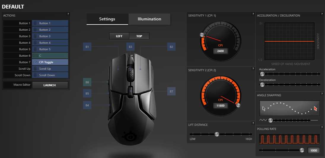 SteelSeries Angle Snapping Setting